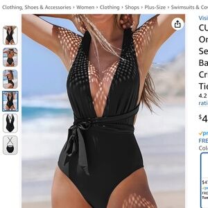 Cupshe women’s one piece black bathing suit, size medium